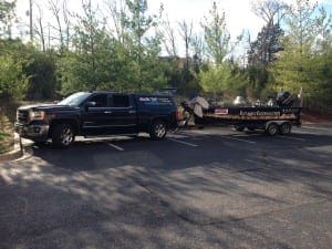 Rigging up before practice started on Beaver Lake