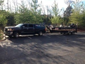 Rigging up before practice started on Beaver Lake